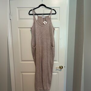 T.J.Maxx Beige Sleeveless Jumpsuit
